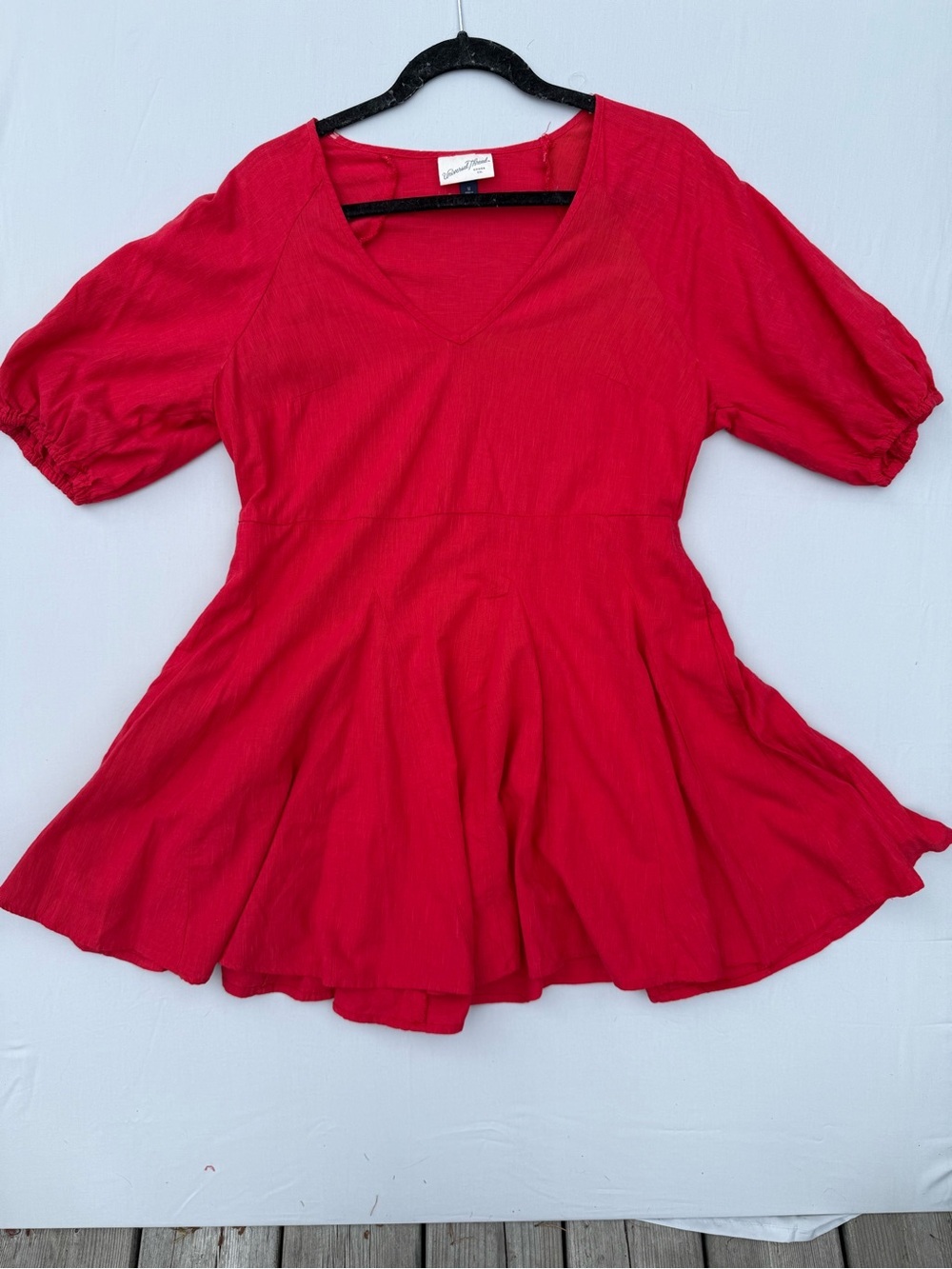 Universal Threads Red V‑Neck Pleated Skirt Dress